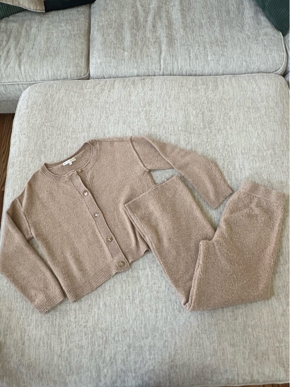 Cozy Knit Cardigan & Pants Set - Neutral Taupe